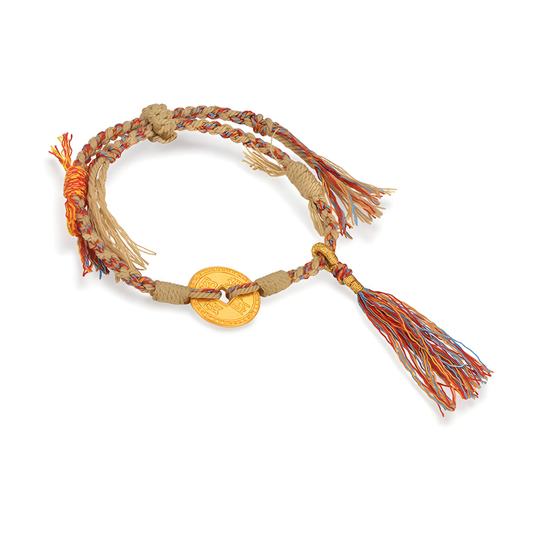 24K horse gold coin Rope Braided Bracelet Zodiac Horse Bring Wealth