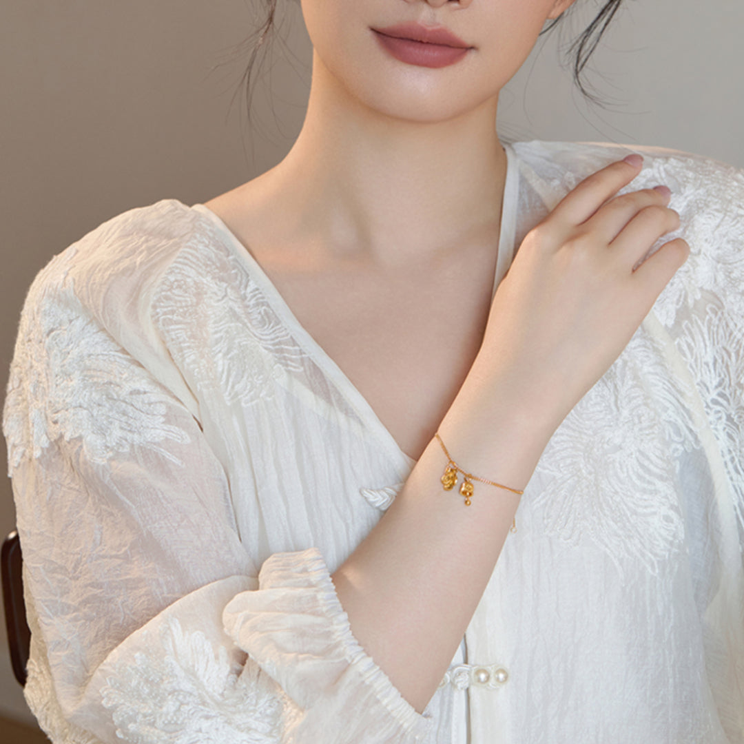 24k Real Gold Seven Treasures Exquisite Gold Pendant Blessings Charm D.I.Y