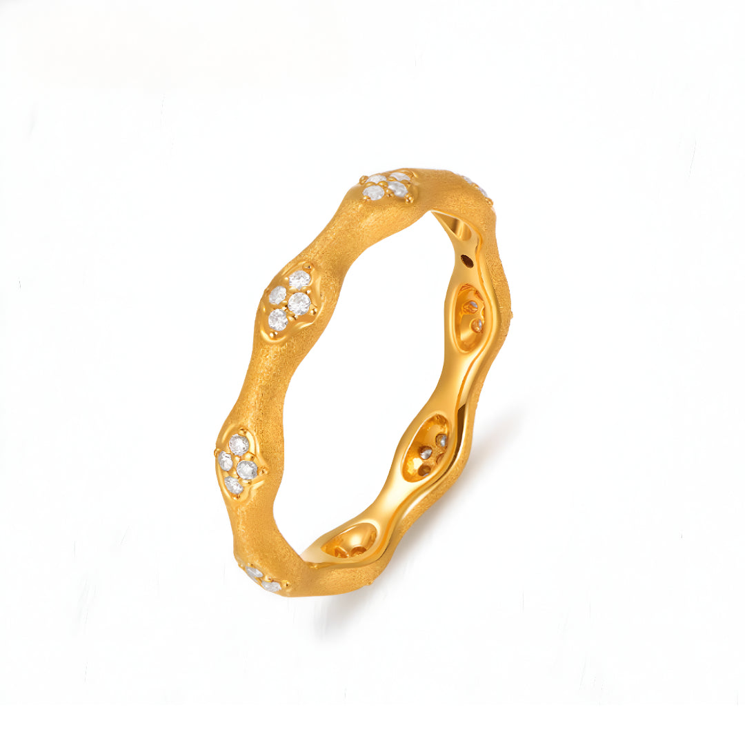 24K Real Gold Star Ring Gold Ring 5D Full Gold Inlay Fashion Women's Ring