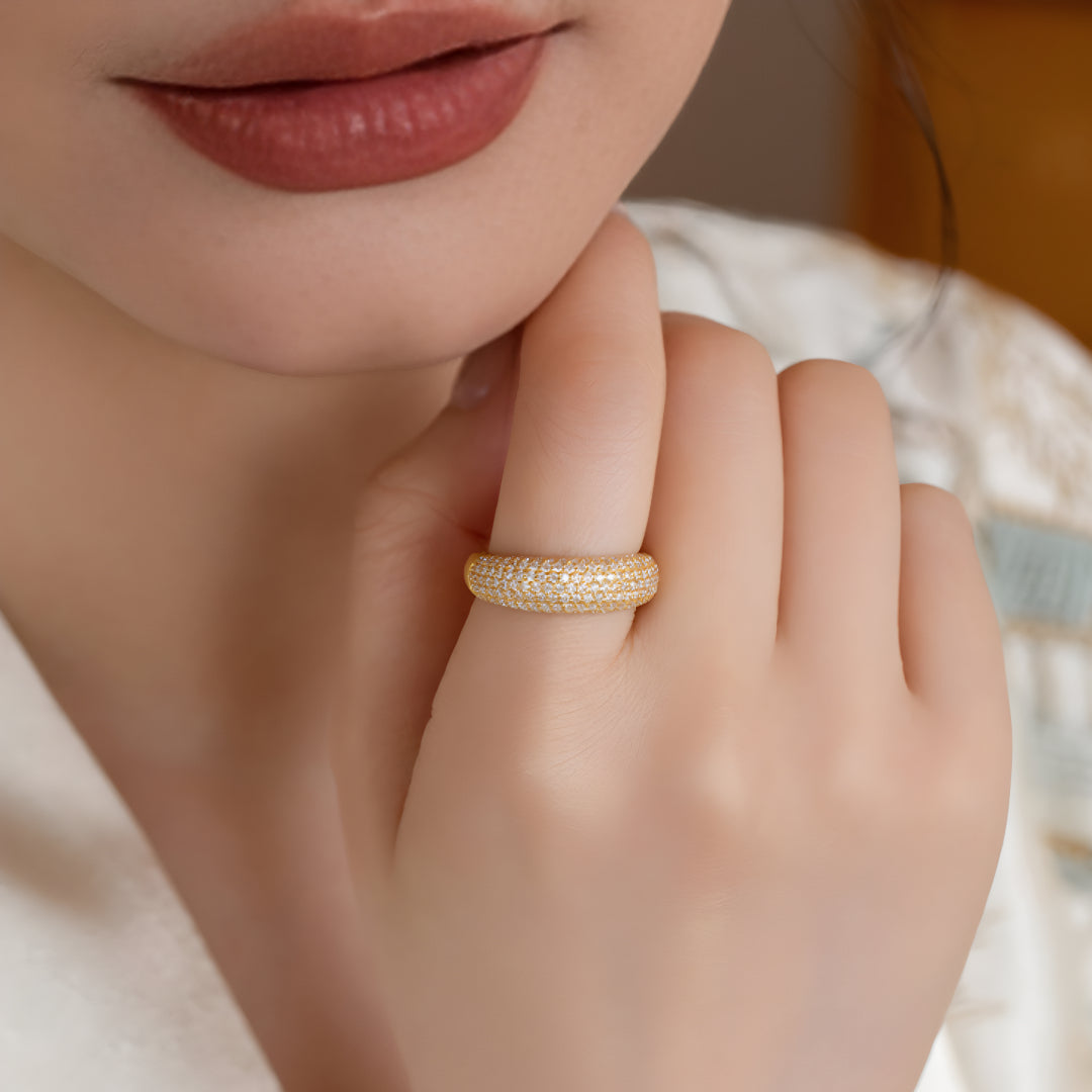 24K Pure Gold Moissanite Gypsophila Gold Ring