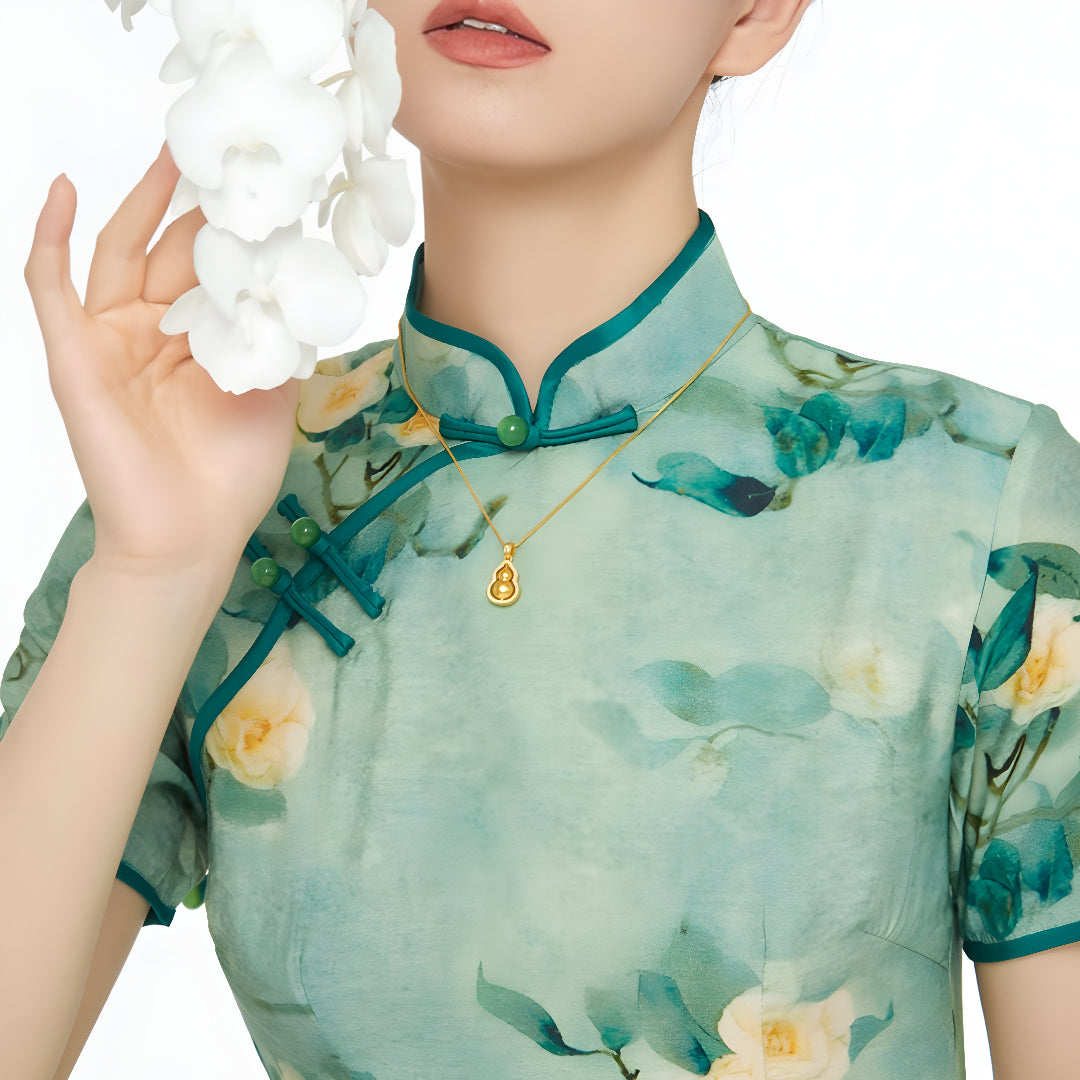 24K Pure Solid Gold Gourd Lucky Pendant - Gypsophila Co.