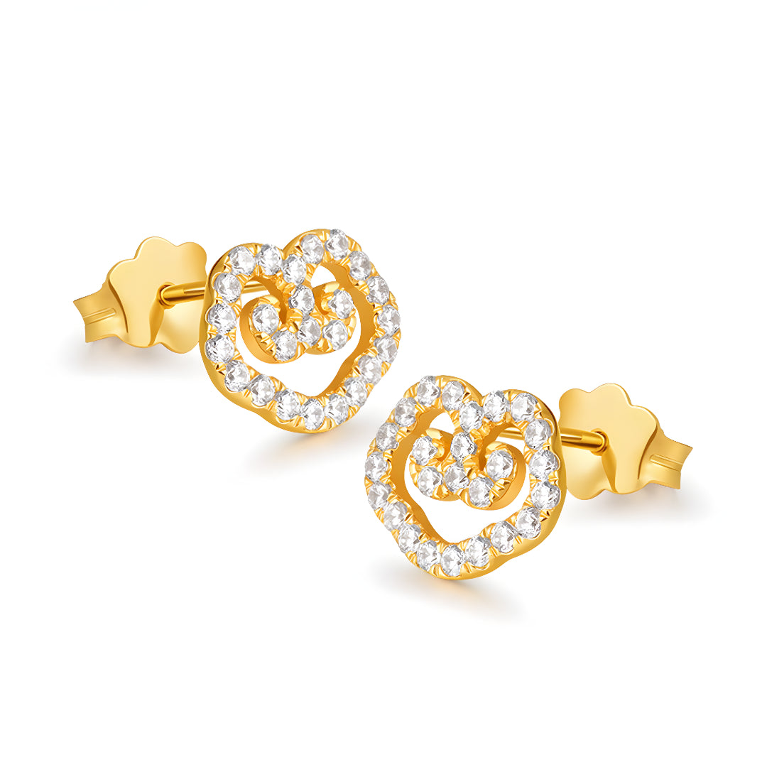 18k Pure Gold Ruyi Lucky Cloud Stud Earrings - Gypsophila Co.