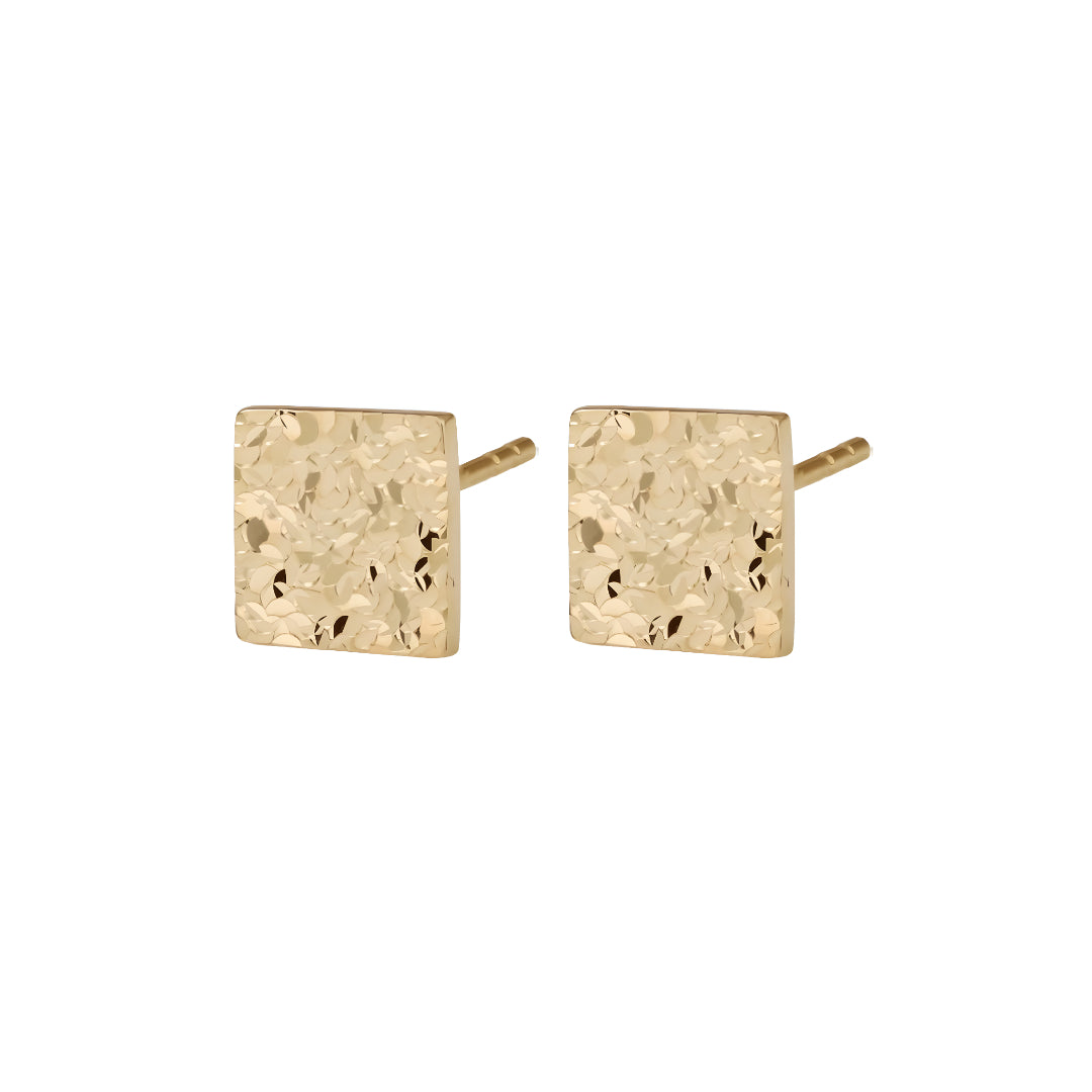 18K Gold Unique and Trendy Square Shattered Scale Stud Earrings