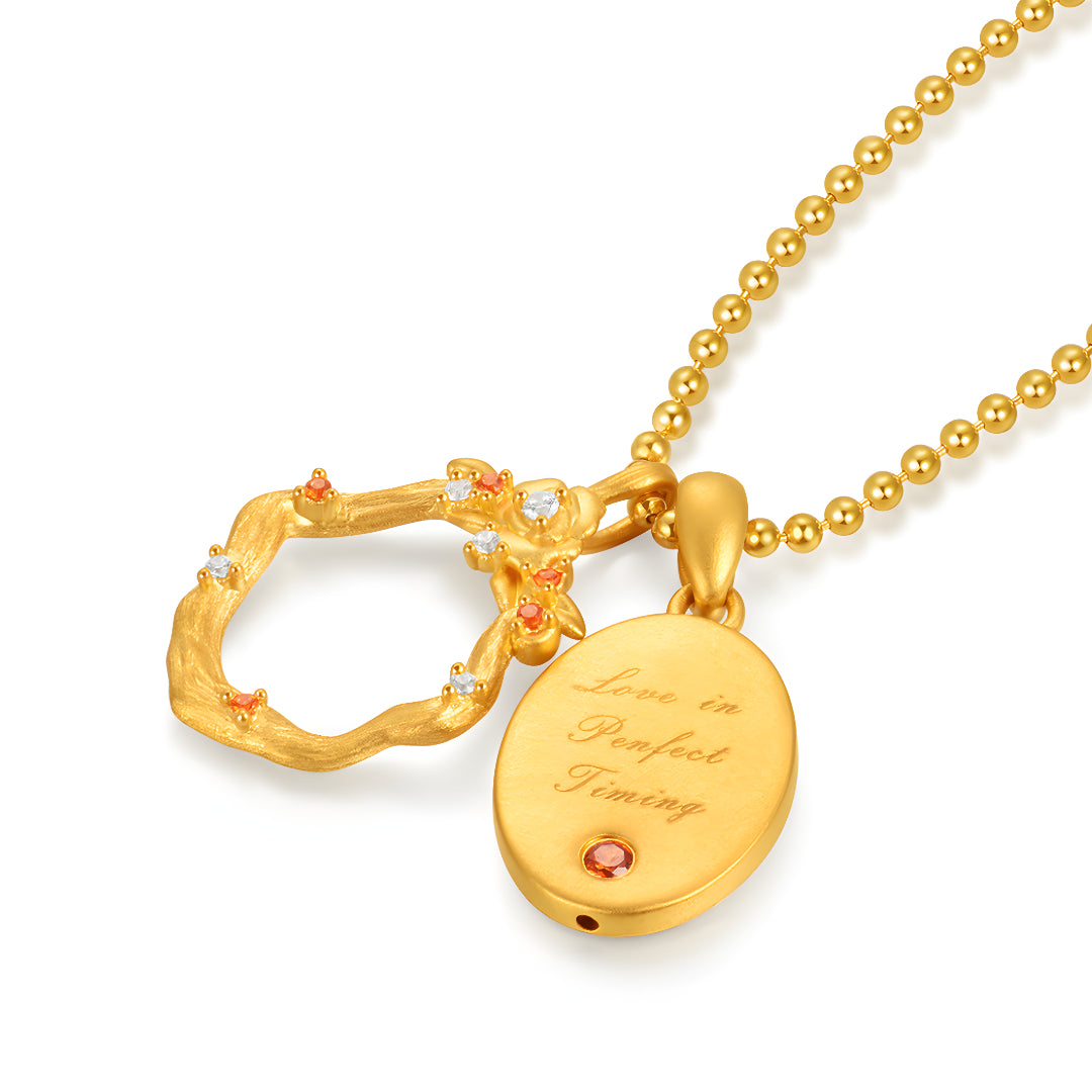 24k Full Gold Stacking Rose Romantic Love in Perfect Timing Proposal Pendant - Gypsophila Co.