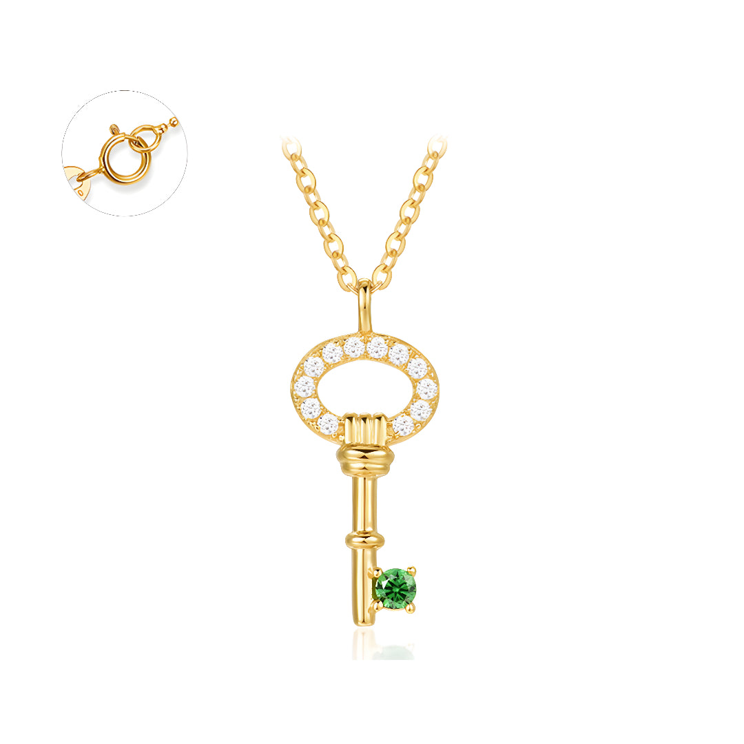 18K Pure Gold Key Clavicle Chain Necklace - Gypsophila Co.