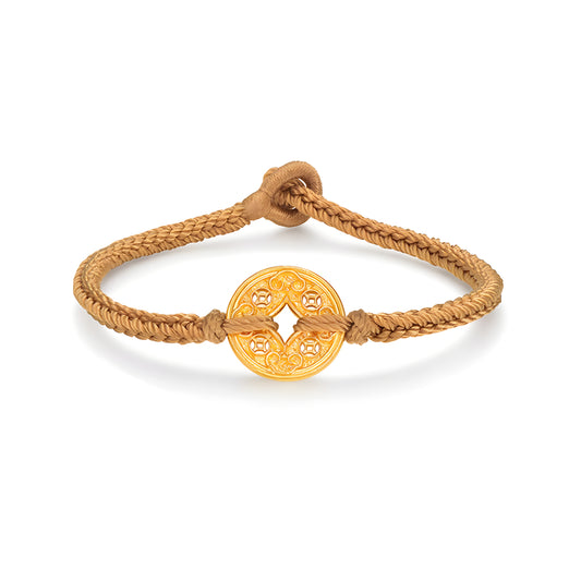 24K Real Gold Ruyi Gold Coin Rope Braided Gold Bracelet