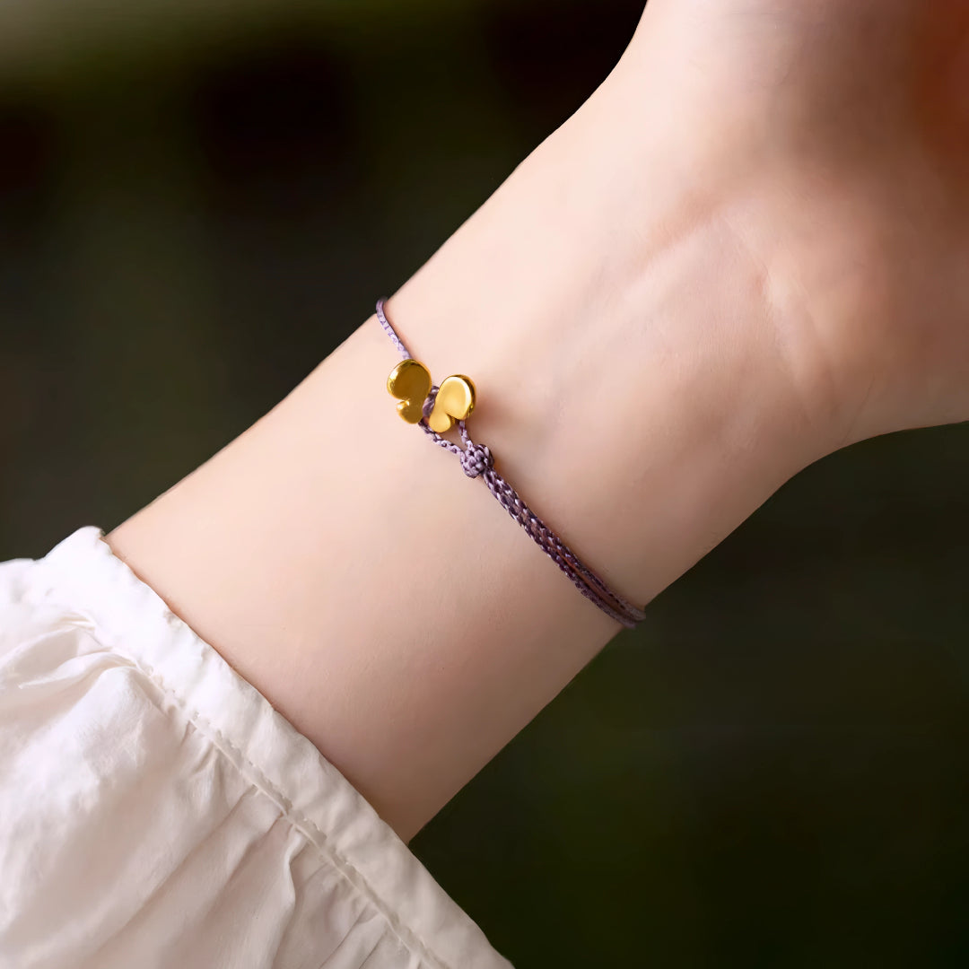 24k Pure 999 Gold Lucky Butterfly Charm with Red Rope Bracelet