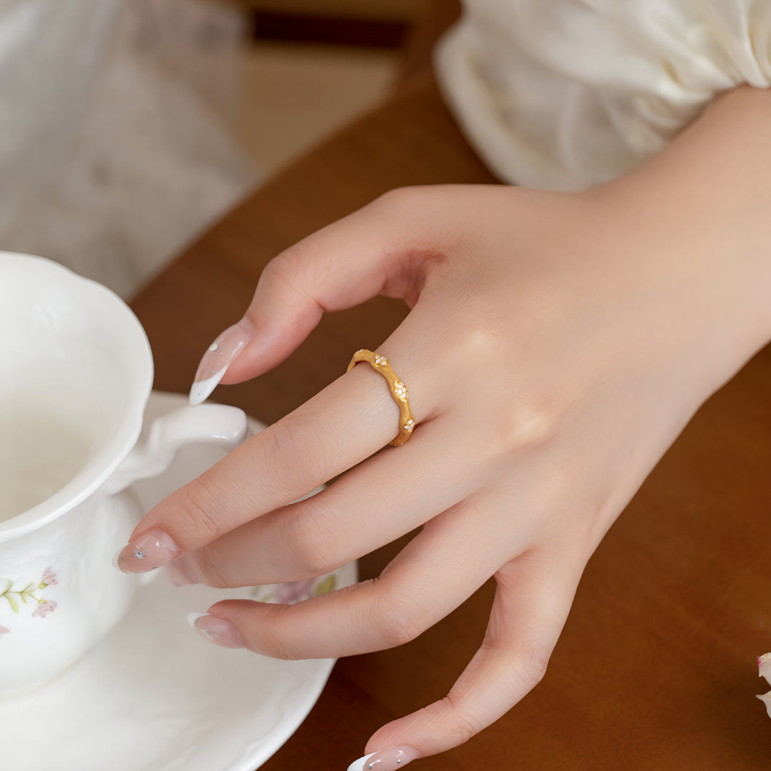 24K Real Gold Star Ring Gold Ring 5D Full Gold Inlay Fashion Women's Ring