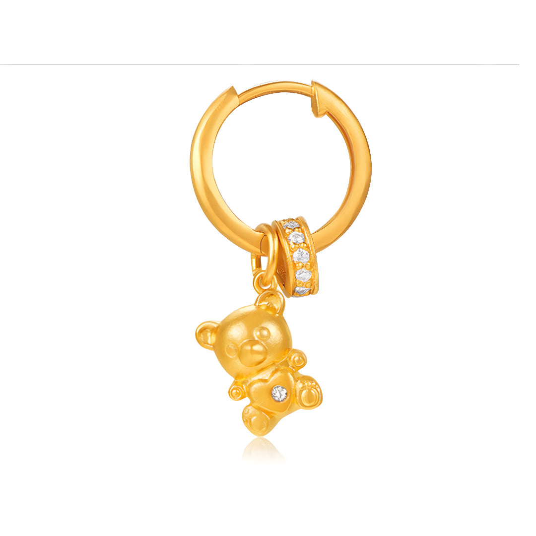 24K Pure Gold Flower Clover Bear and Elephant D.I.Y Charms Pendant