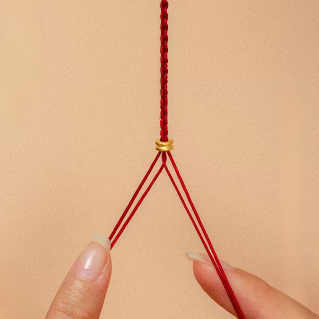 24k Pure 999 Gold Lucky Beads with Braided Rope Bracelet