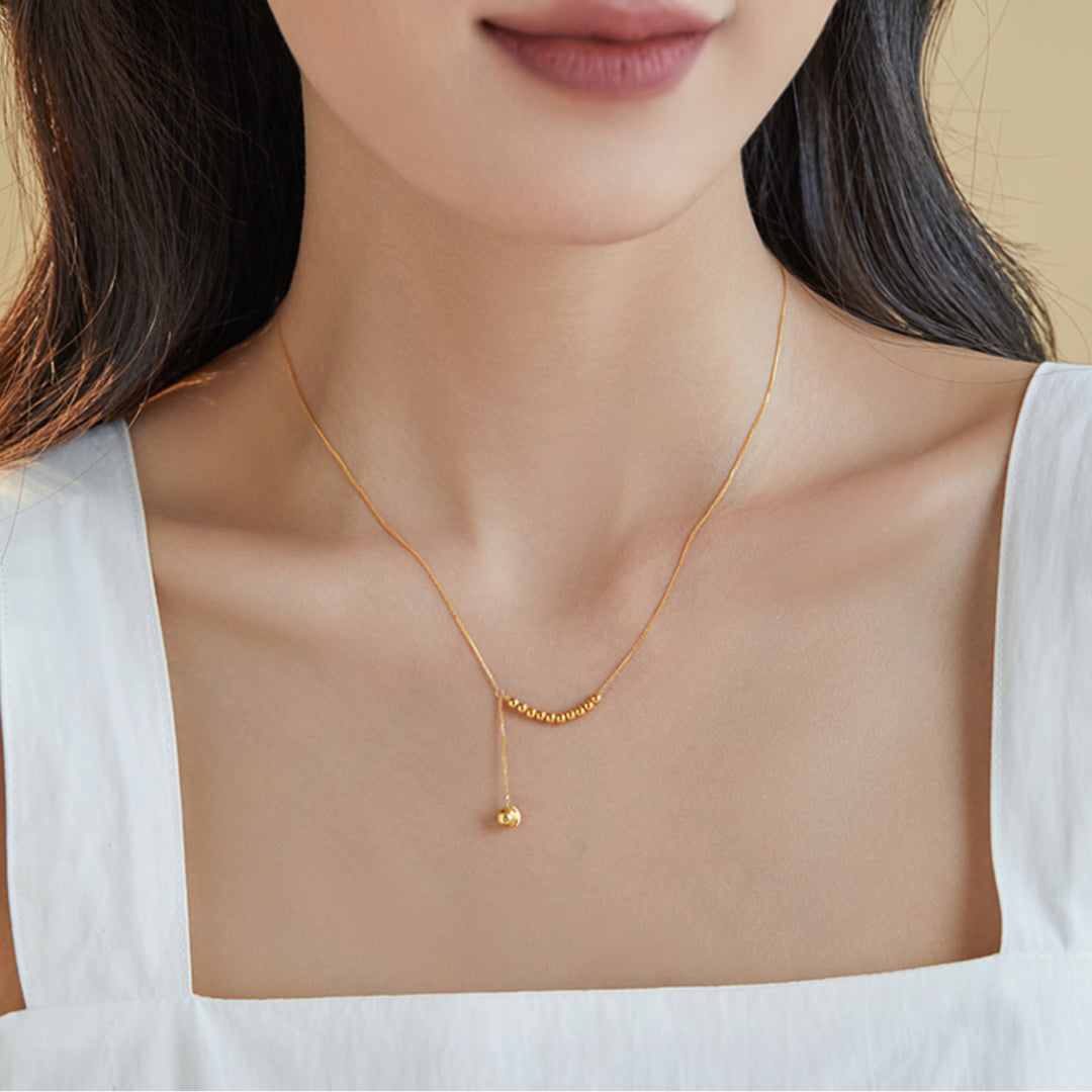 18k Real Gold Beads Necklace