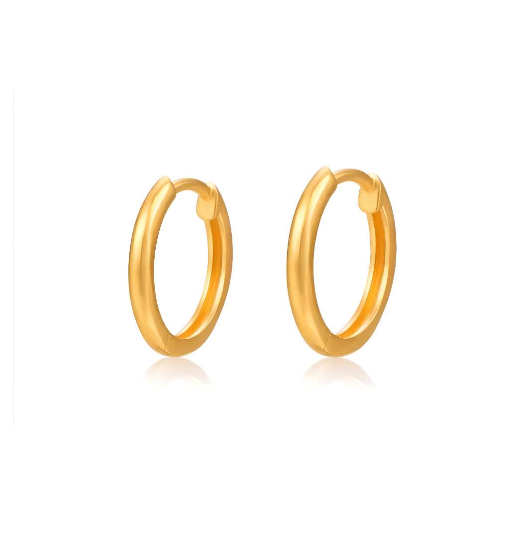 18K Gold Round Hoop Earrings - Gypsophila Co.