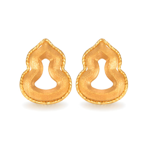 24K 5G Gold Sparkling Lucky Gourd Stud Earrings