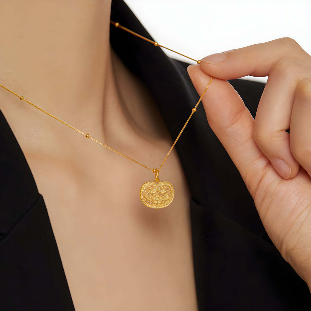 18K Real Gold Chopin Chain Clavicle Beads Necklace