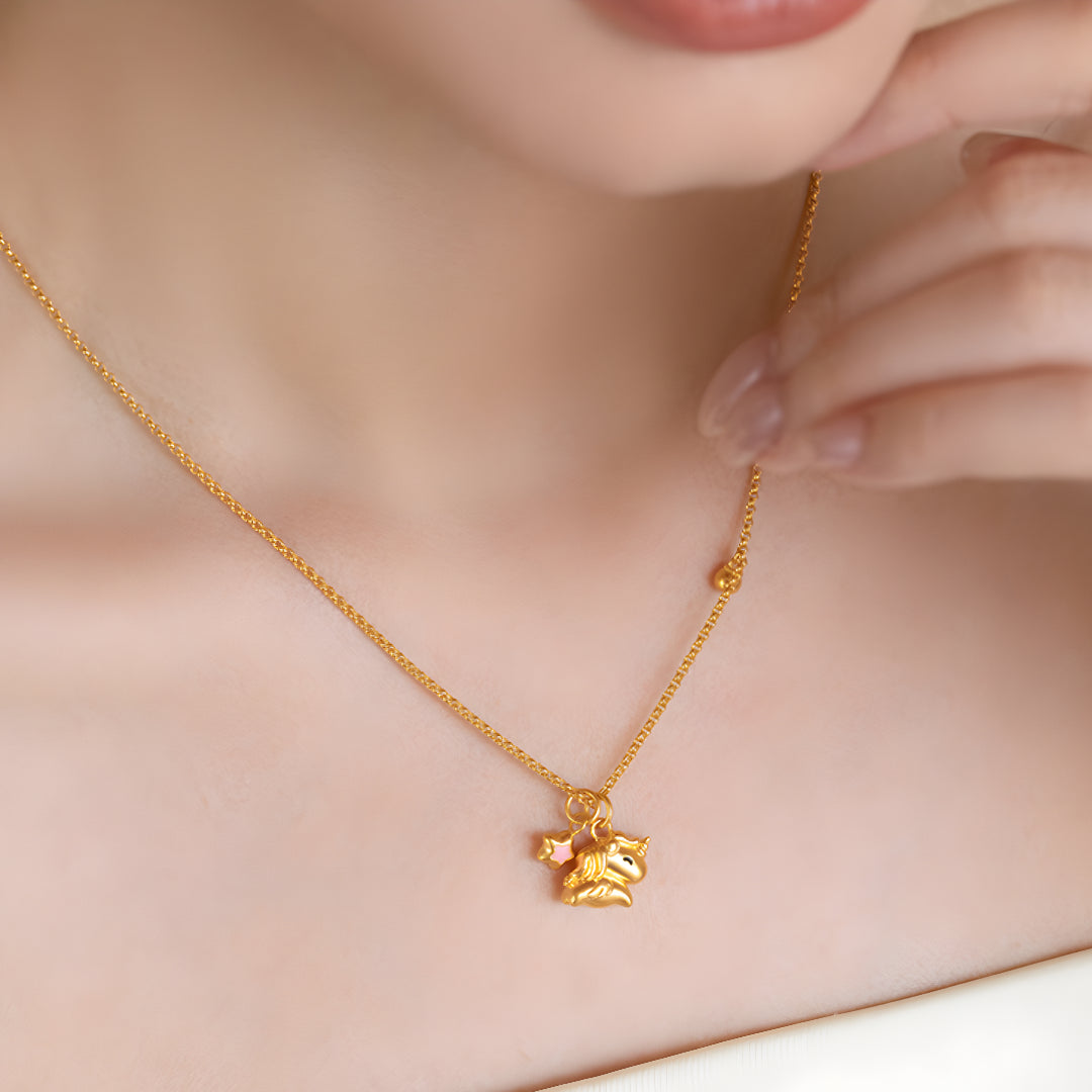 24K Gold Unicorn and Star Pendant Charm D.I.Y Great Gift - Gypsophila Co.