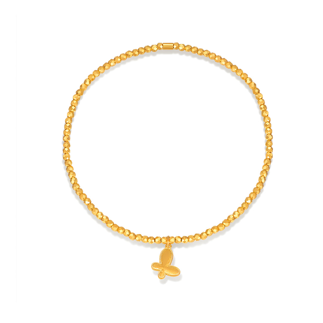 24K Real Gold Butterfly Charm Beads Bracelets