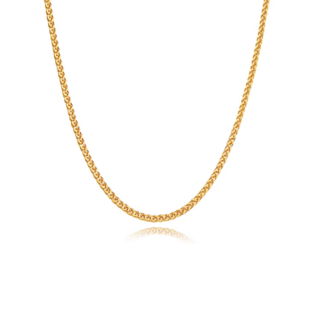 24K Real Gold Chopin Sweater chain Necklace Pull-out Adjustable Length