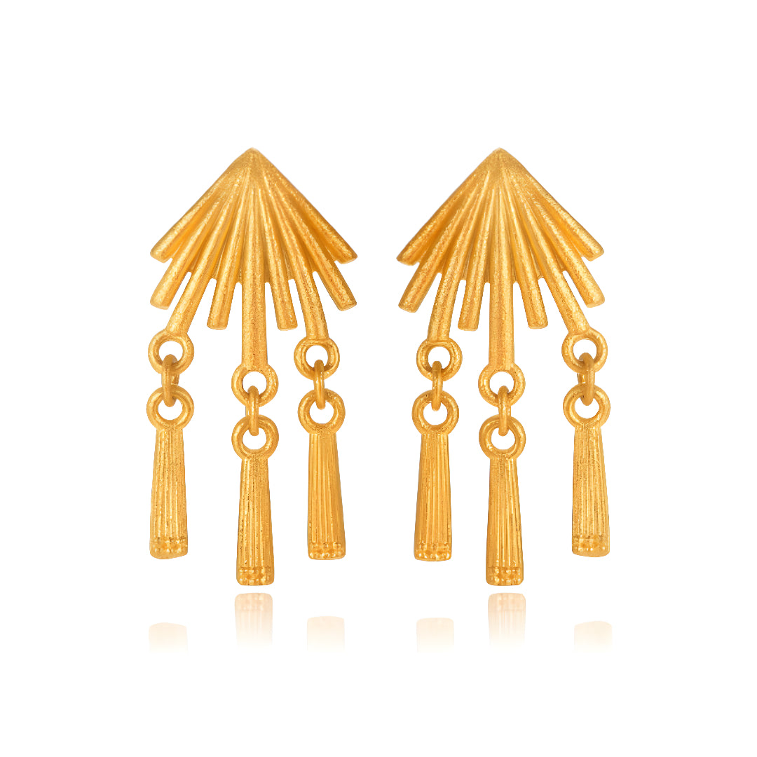 24K Little Jellyfish Gold Earrings Pure Gold Summer Ocean Style Stud Earrings