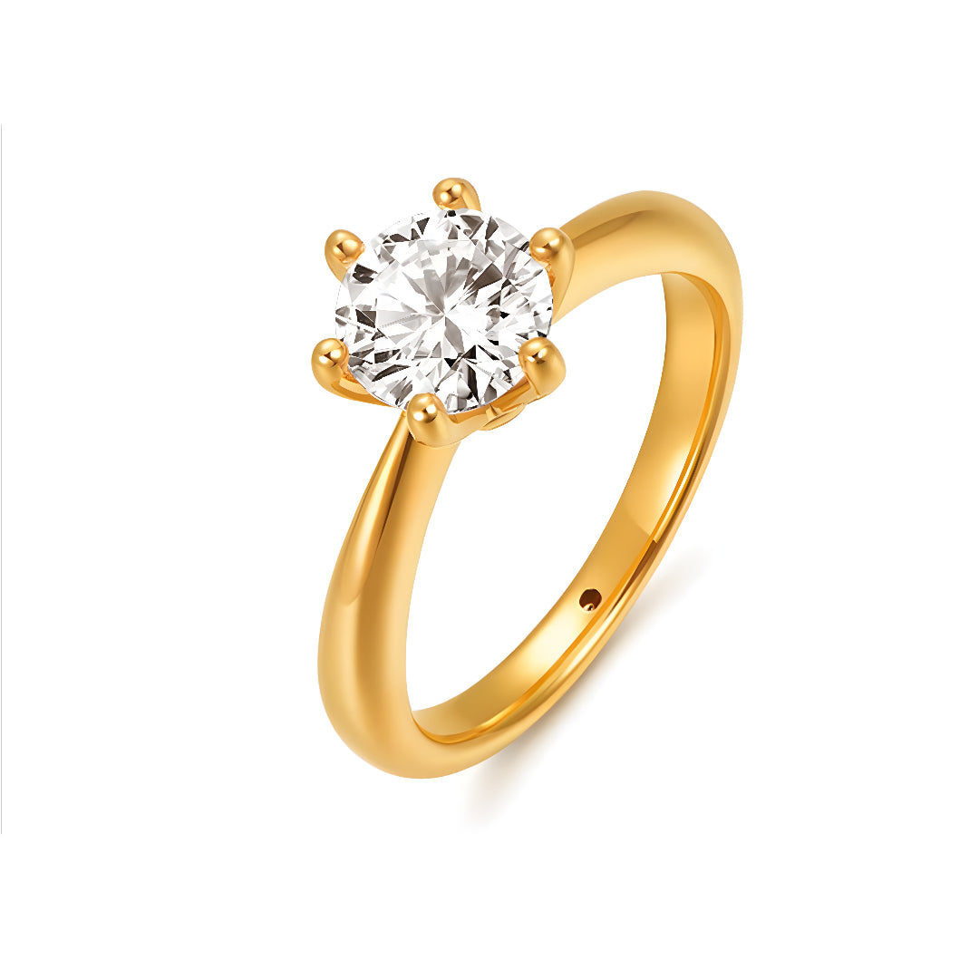 24K Classic Minimal Style Wedding Proposal Bride Band Ring