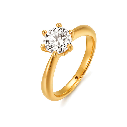 24K Classic Minimal Style Wedding Proposal Bride Band Ring