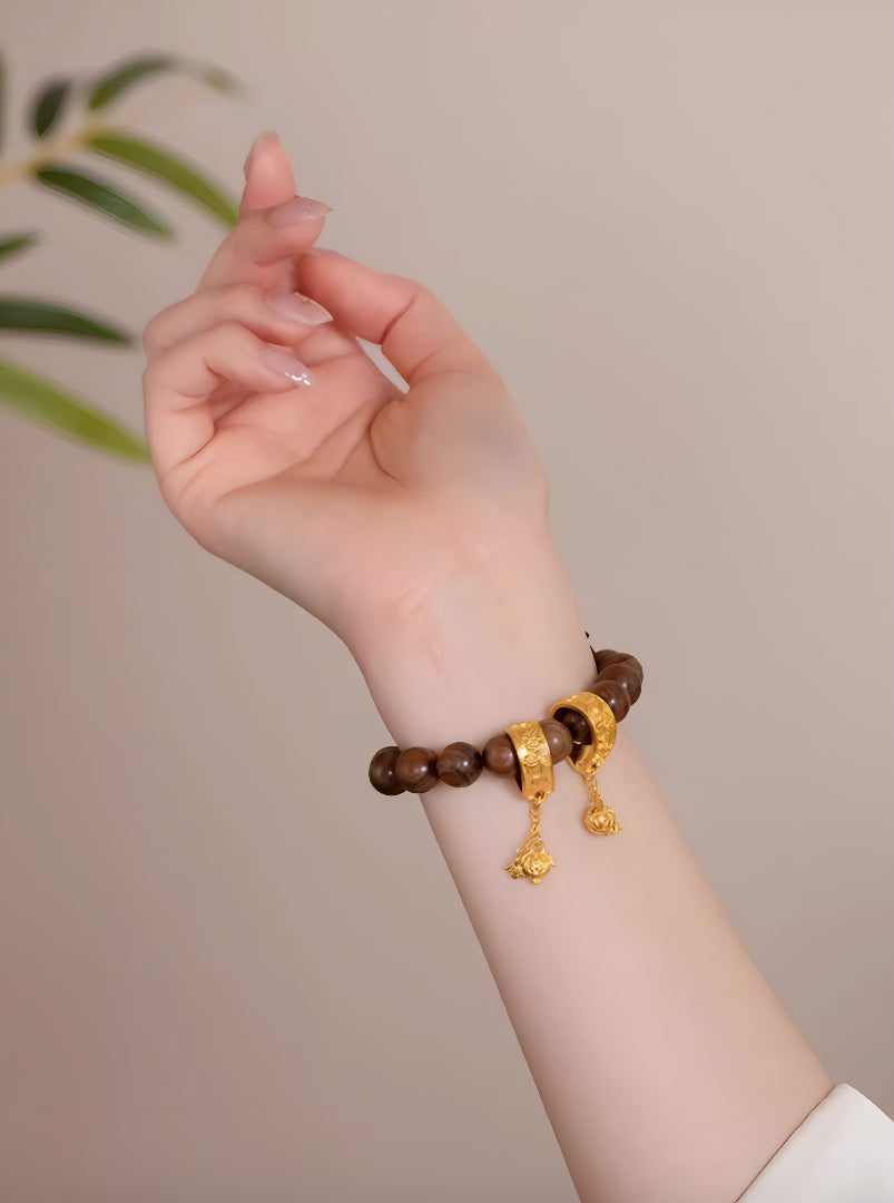 24k Pure Gold Orchid Pomegranate Pattern Spacer Pendant Charm - Gypsophila Co.