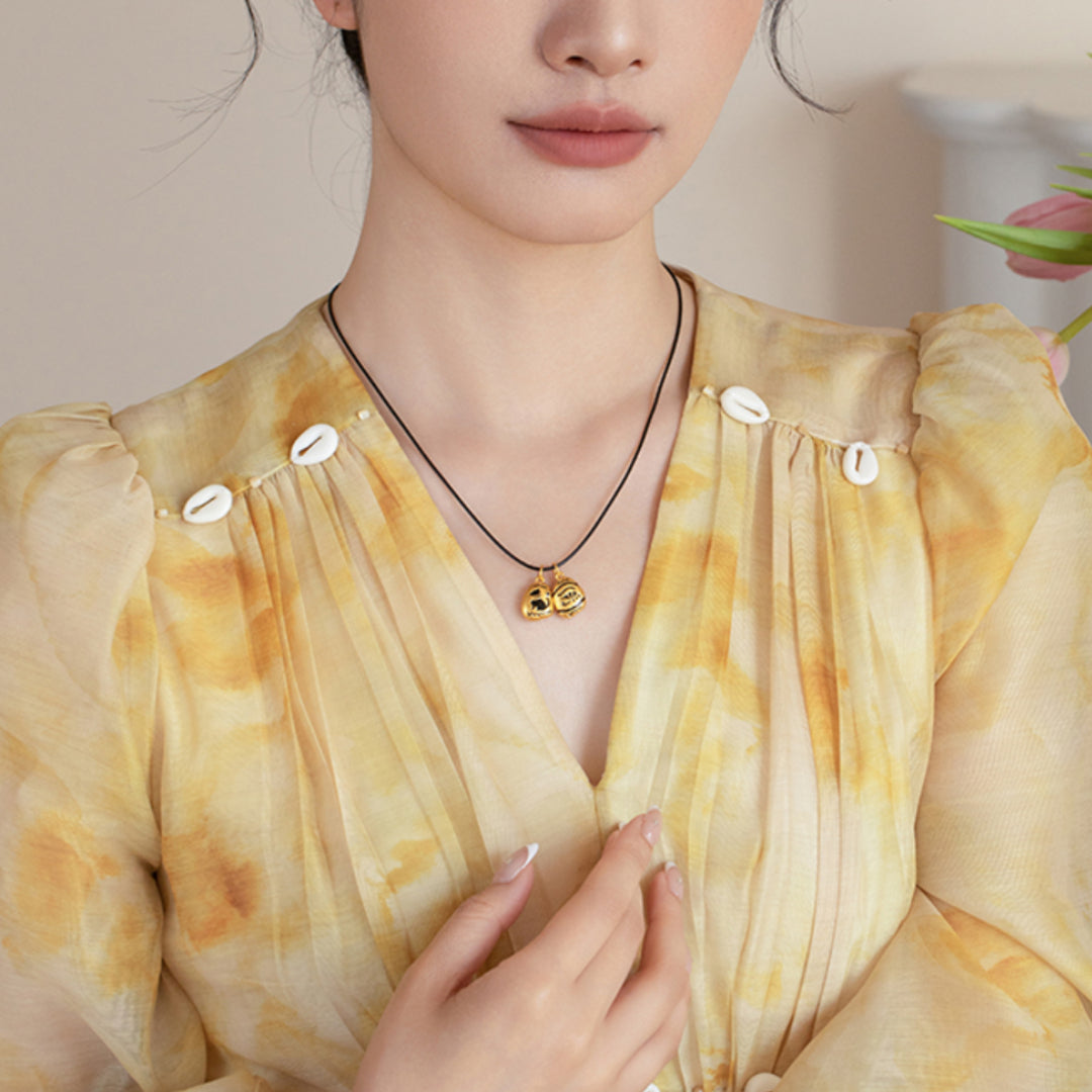 24K Real Gold Ancient Egyptian Cat and Eye of Horus Enamel 5D Gold Pendant