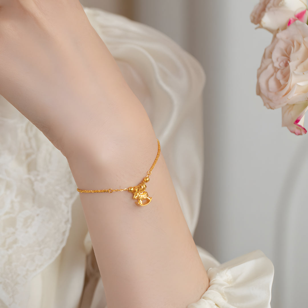 24K Pure Gold 5G Gold Pendant Trojan Rocking Horse Bracelet Bring Wealth - Gypsophila Co.