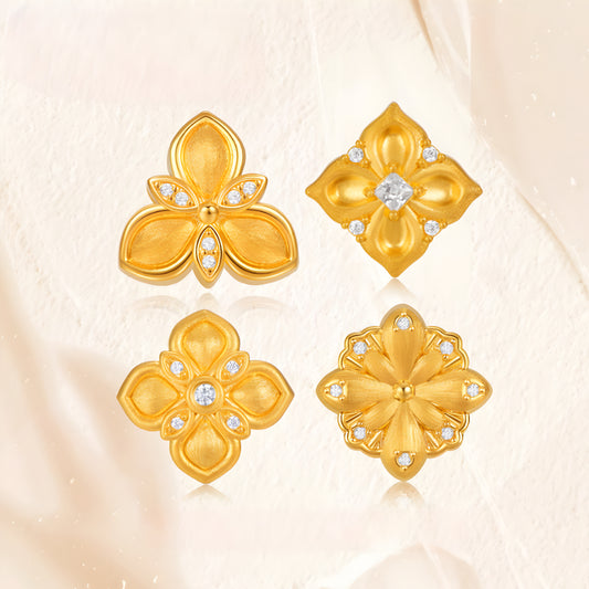 24k Real Gold Charm Zircon Clover Flower D.I.Y Pendant - Gypsophila Co.