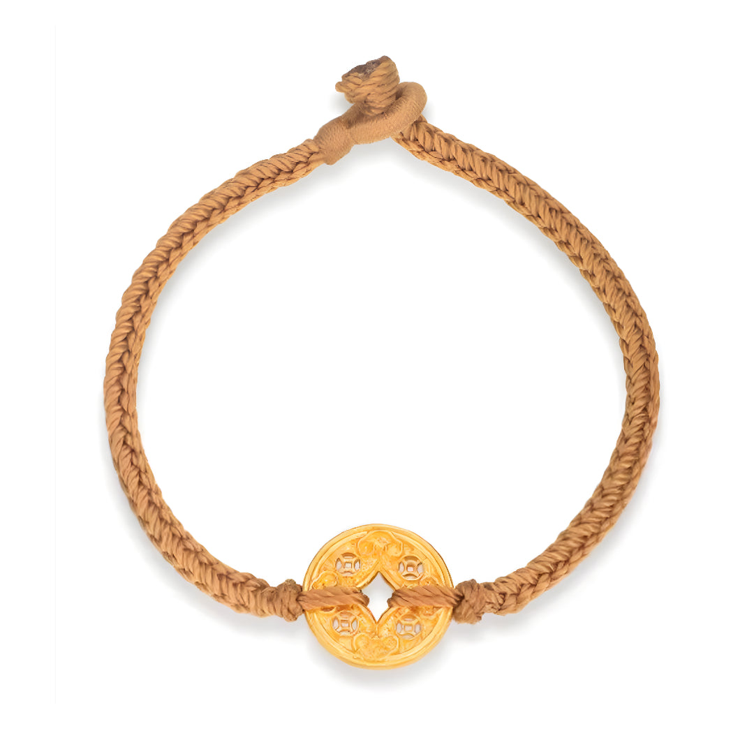 24K Real Gold Ruyi Gold Coin Rope Braided Gold Bracelet