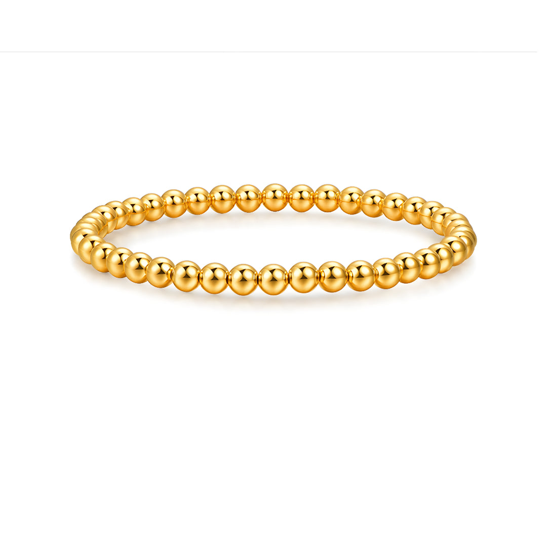24K Real Gold 5D Hard Gold Minimal Minimalist Beads Bracelets