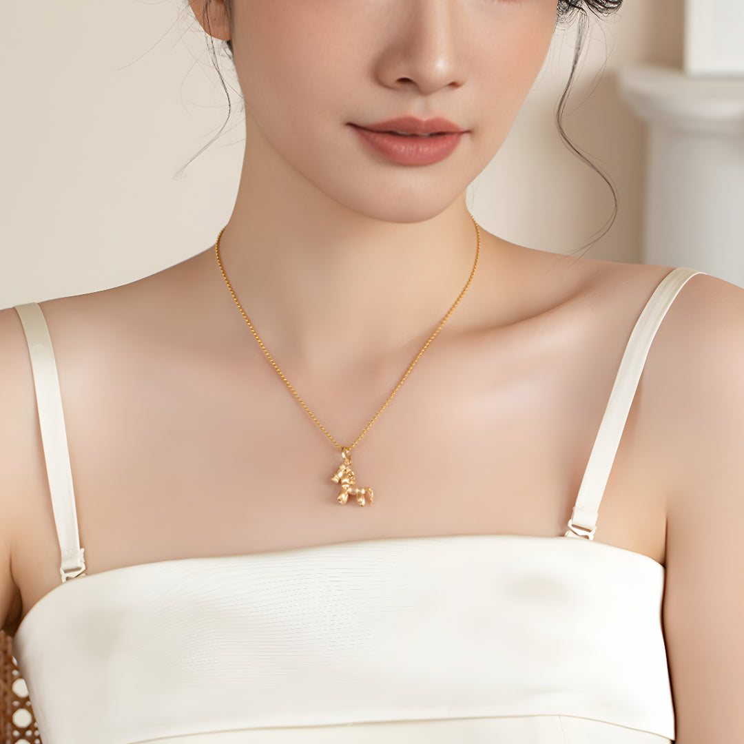 18k Gold Chinese Zodiac Year of Horse Cute Pendant - Gypsophila Co.