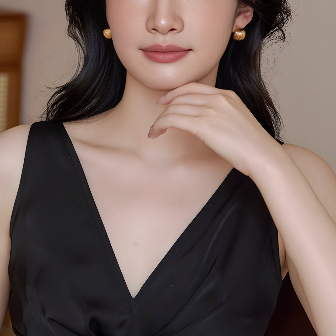 24K Pure 5D Hard Gold Elegant Stud Earrings - Gypsophila Co.