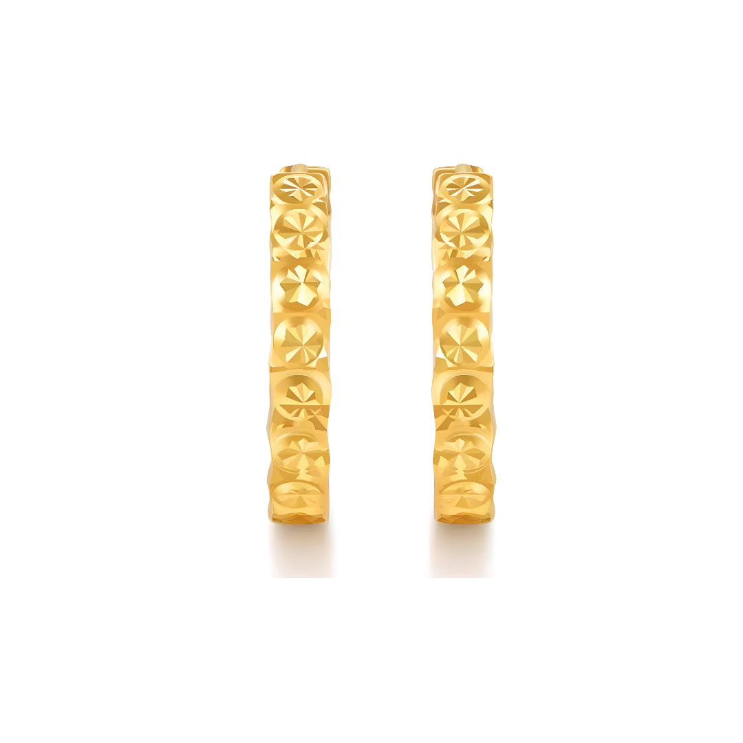 18K Real Gold Shinning Minimal Hoop Earrings