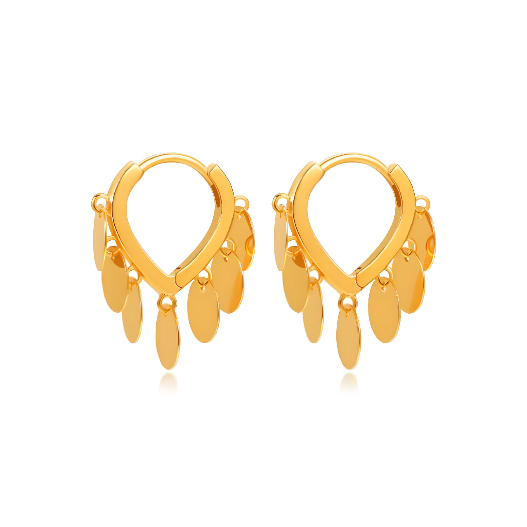 18K Round Tassels Stylish Minimal Hoop Earrings