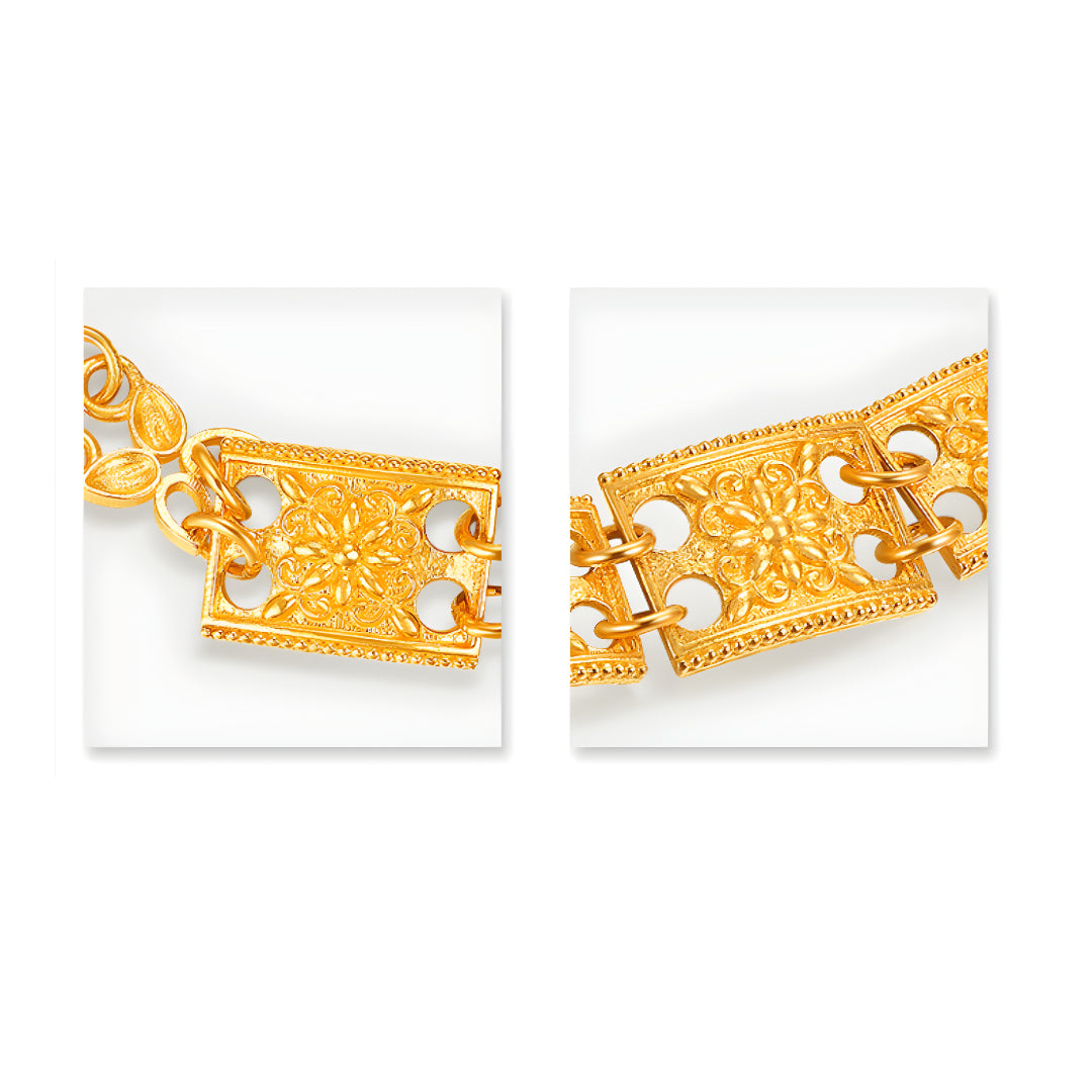 24k Real Gold Chain and link Charm Bracelet