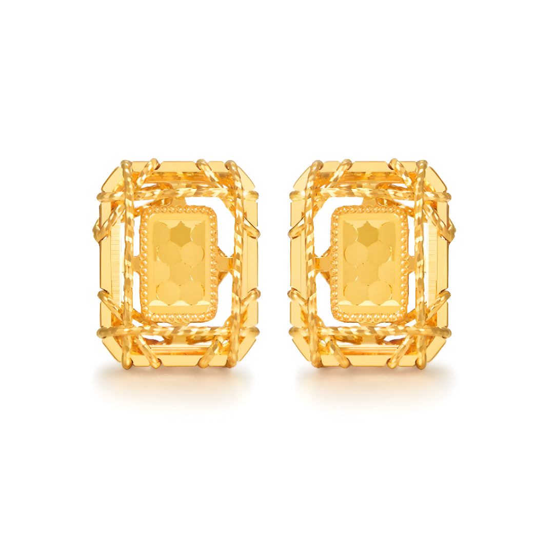 24K 5G Gold Sparkling Geometric Stud Earrings - Gypsophila Co.