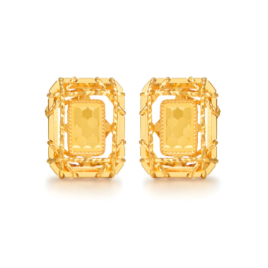 24K 5G Gold Sparkling Geometric Stud Earrings - Gypsophila Co.