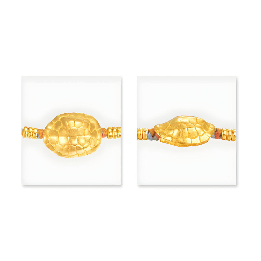 24k pure gold Turtle's shell Lucky Wealth Charm with Braided Rope Bracelet - Gypsophila Co.