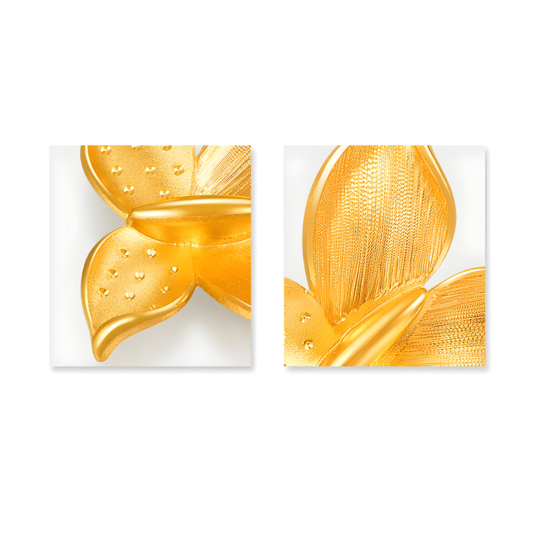 24k Pure Gold Butterfly Flower Pendant