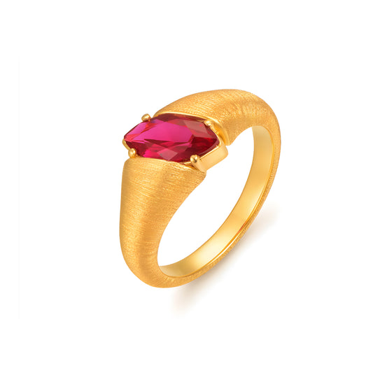 24K Pure Gold Synthetic Ruby Stacking Ring