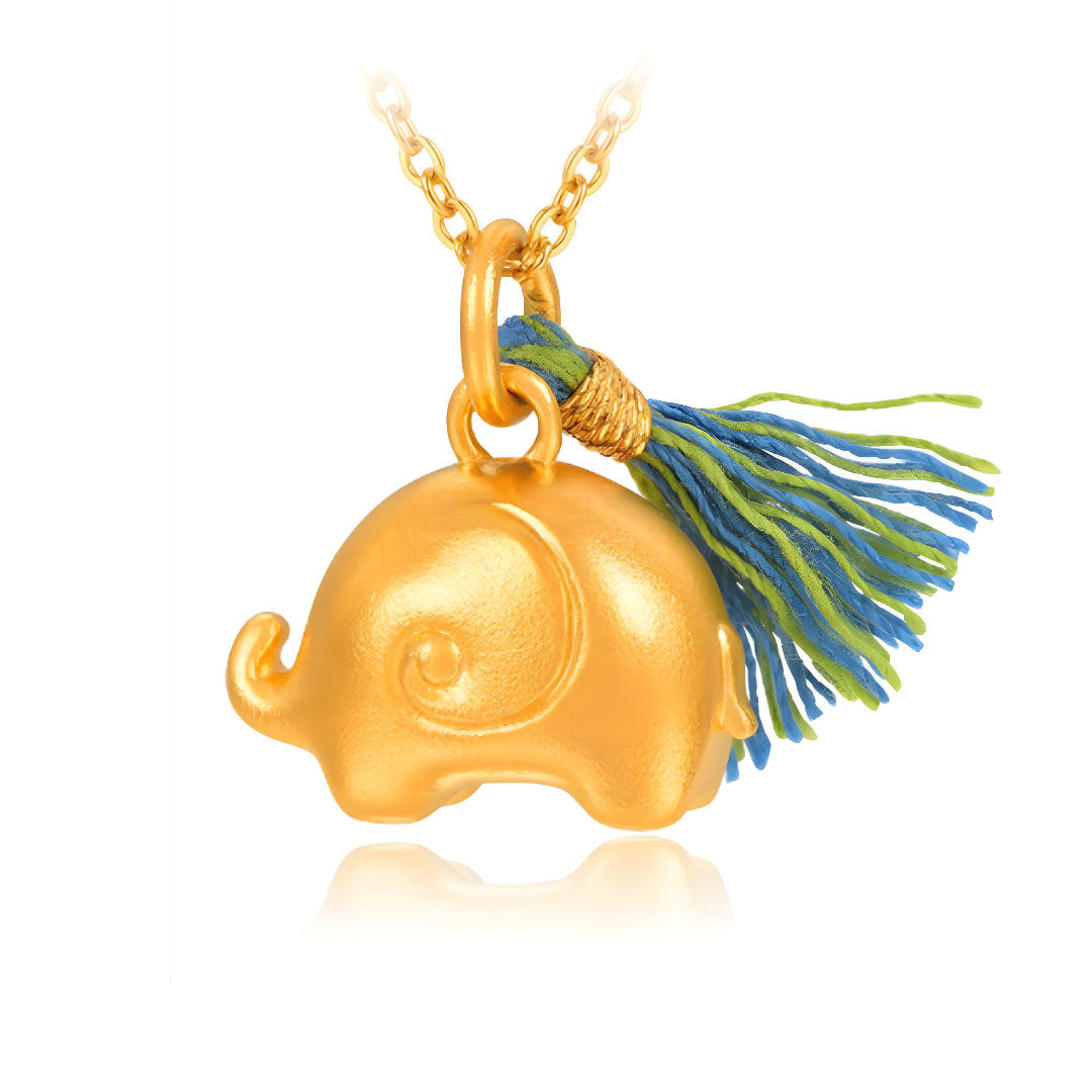 24K Real Gold Cute Elephant Pendant