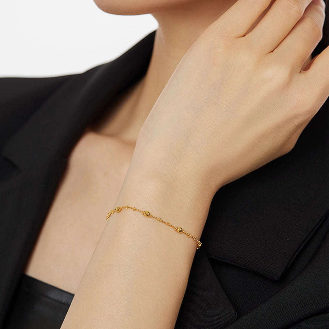 18k Real Gold Shinning Beads Bracelet