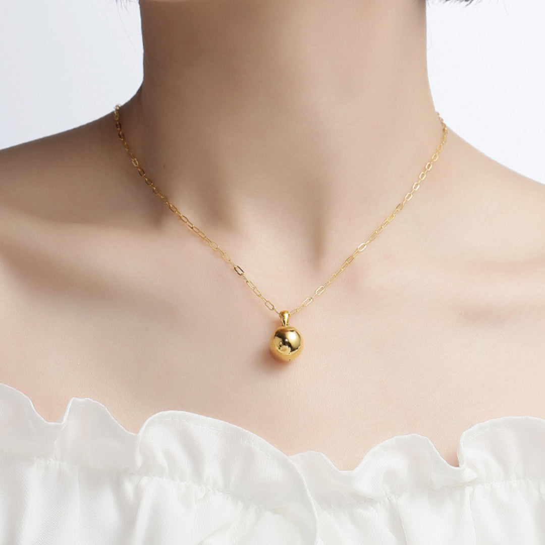 24K Real Gold 5D Hard Gold Ball Minimal Minimalist Pendant