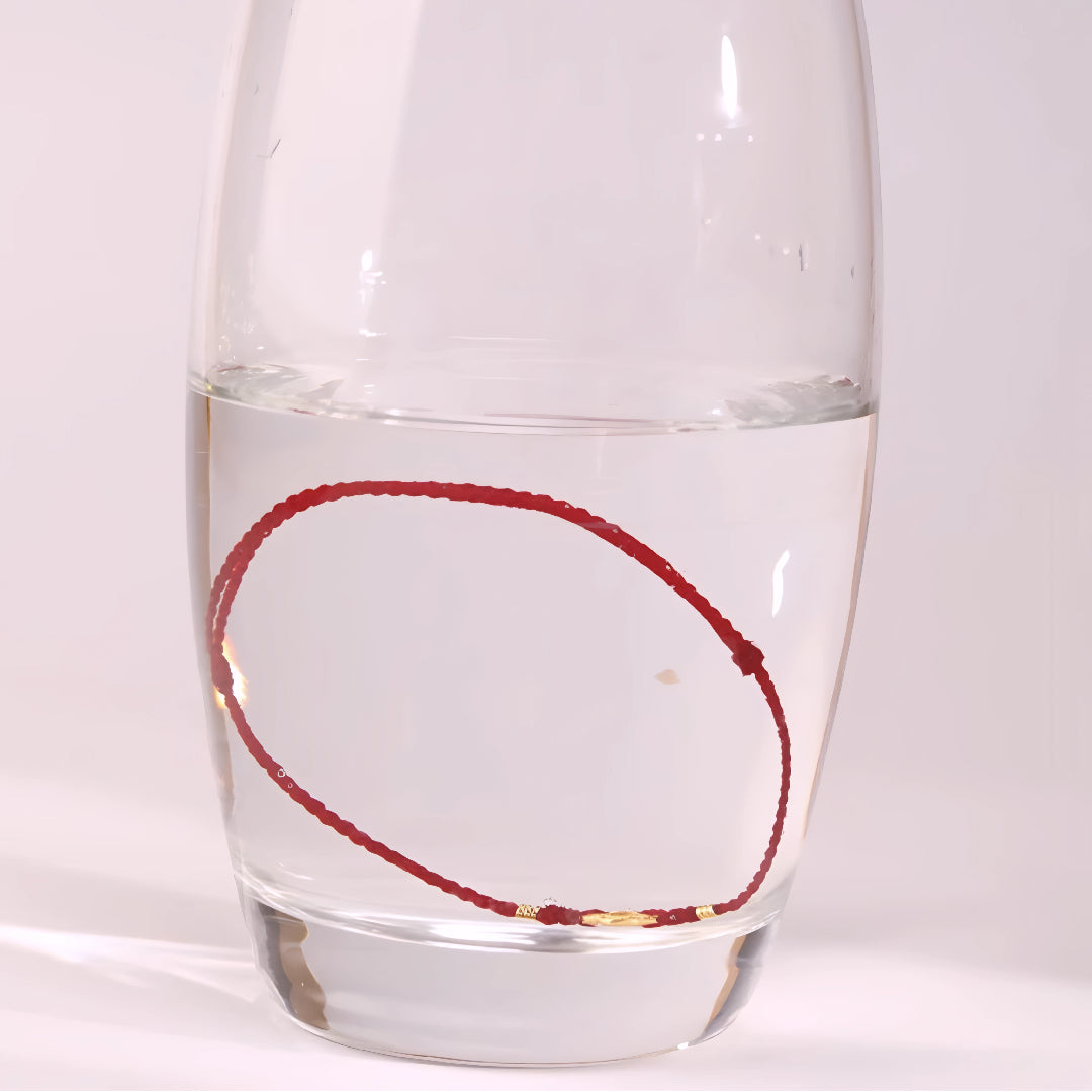 24k Solid 999 Gold Blessing Auspicious Cloud Pendant with Red String Braided Rope Bracelet for Good Luck