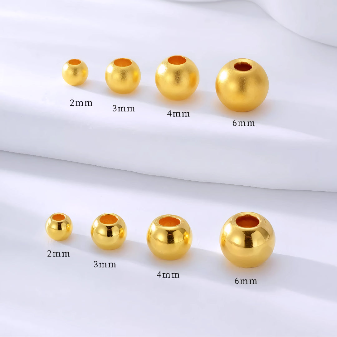 24k Pure 999 Gold D.I.Y Loose Small Round beads Spacer Glossy or Matte Accessories For Jewelry Making Craft