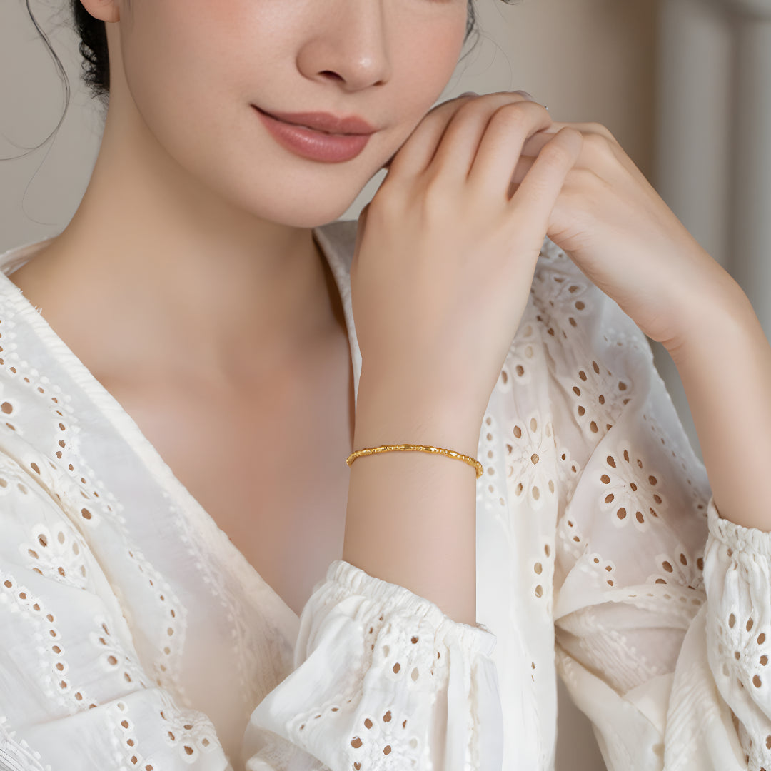 24k Pure Gold Beads Minimal Style Bracelet - Gypsophila Co.