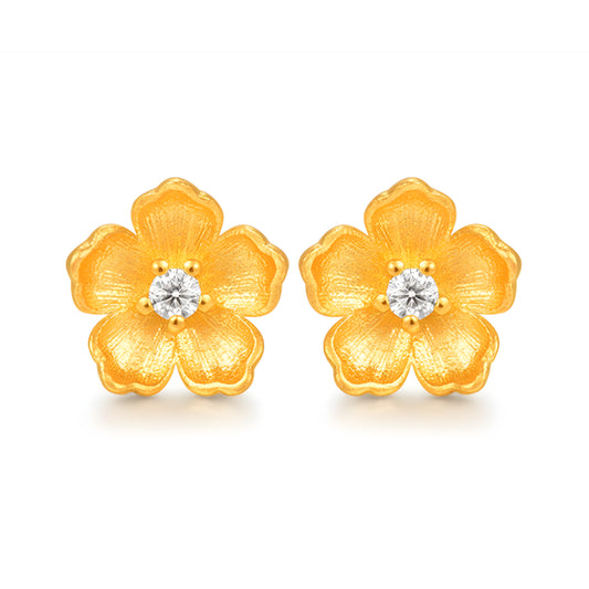 24k Pure Gold Cherry Blossom Flower Stud Earrings - Gypsophila Co.