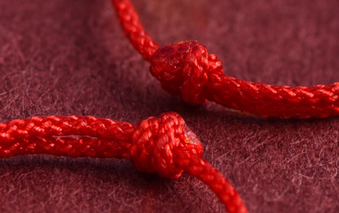 24k Solid 999 Gold Lucky Beads Red Rope Braided Adjustable Stacking Ring Minimal Style