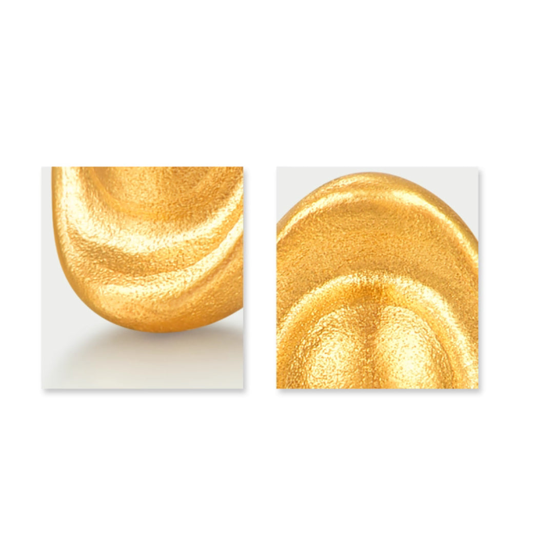24k Pure Gold Yuanbao Lucky Stud Earrings