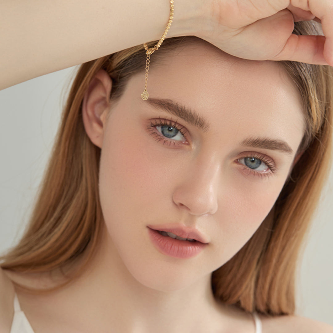 18k Real Gold Cat Eye Shinning Beads Bracelet